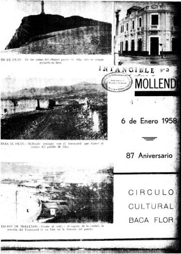 Mollendo 6 de Enero del 1958 - 87° aniversario Circulo Cultural Carlos Baca Flor