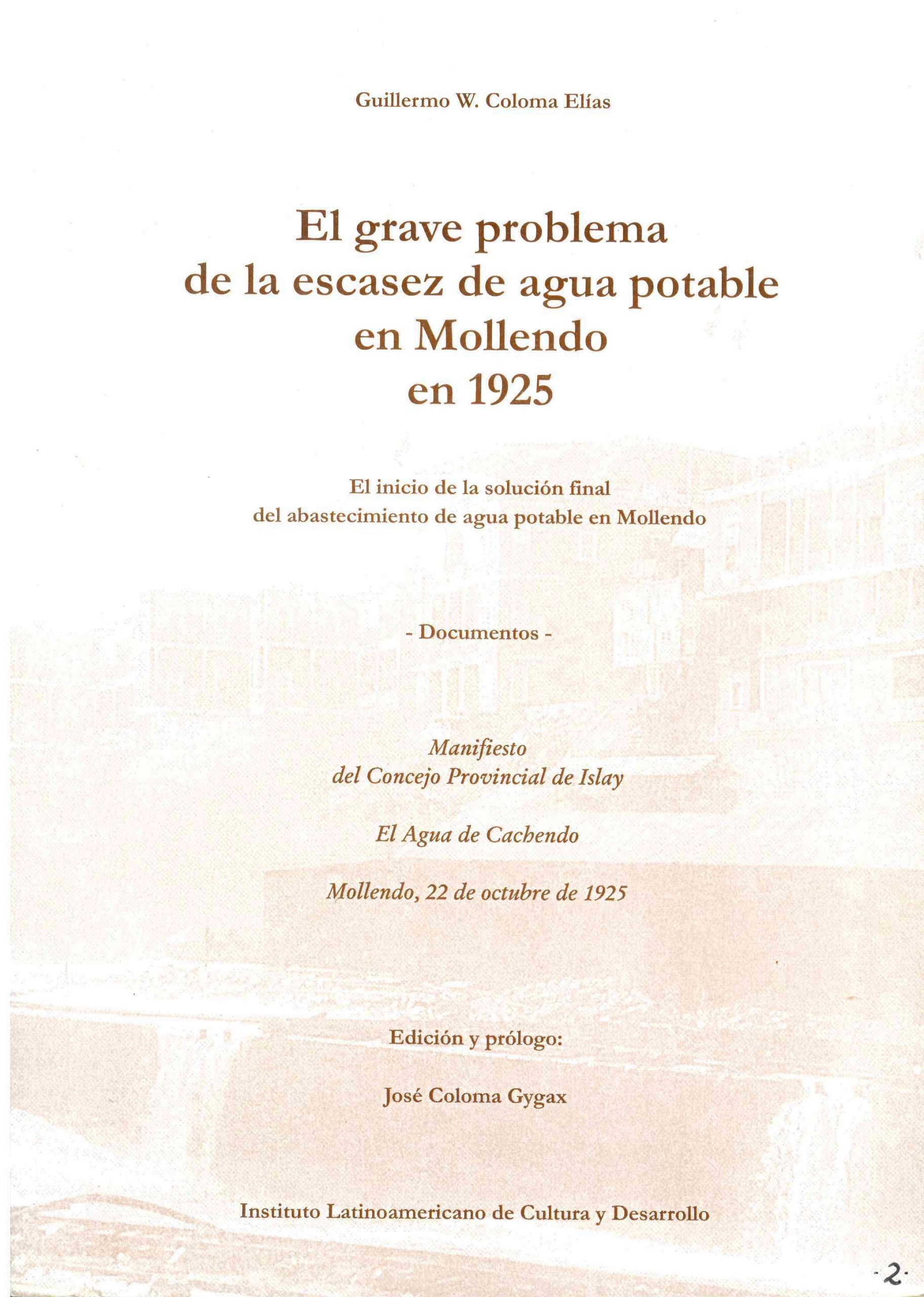 El grave problema de la escasez de agua potable en Mollendo en 1925