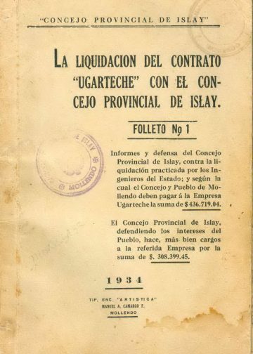 La liquidación del contrato "Ugarteche" con el Concejo Provincial de Islay - Folleto 1