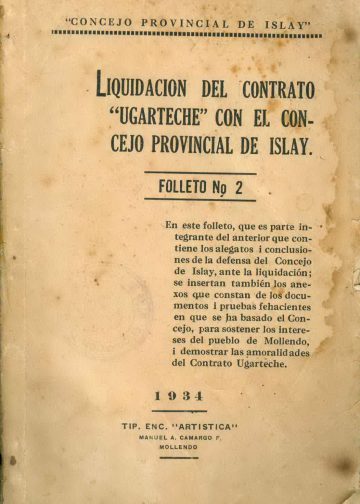 La liquidación del contrato "Ugarteche" con el Concejo Provincial de Islay - Folleto 2