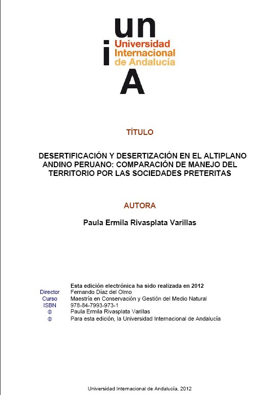 Desertificación y Desertización en el Altiplano Andino Peruano – Comparación de Manejo del Territorio por las Sociedades Pretéritas