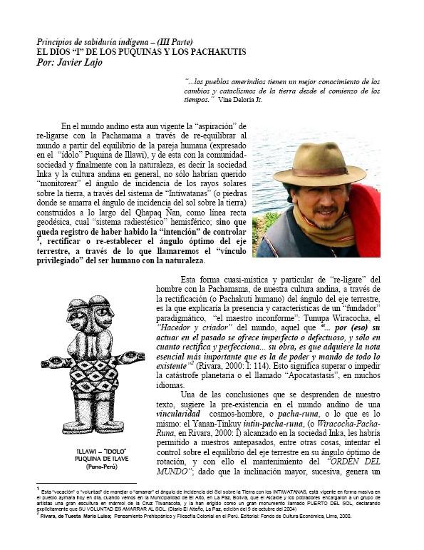 El Dios -i- de los Puquinas y Los Pachakutis