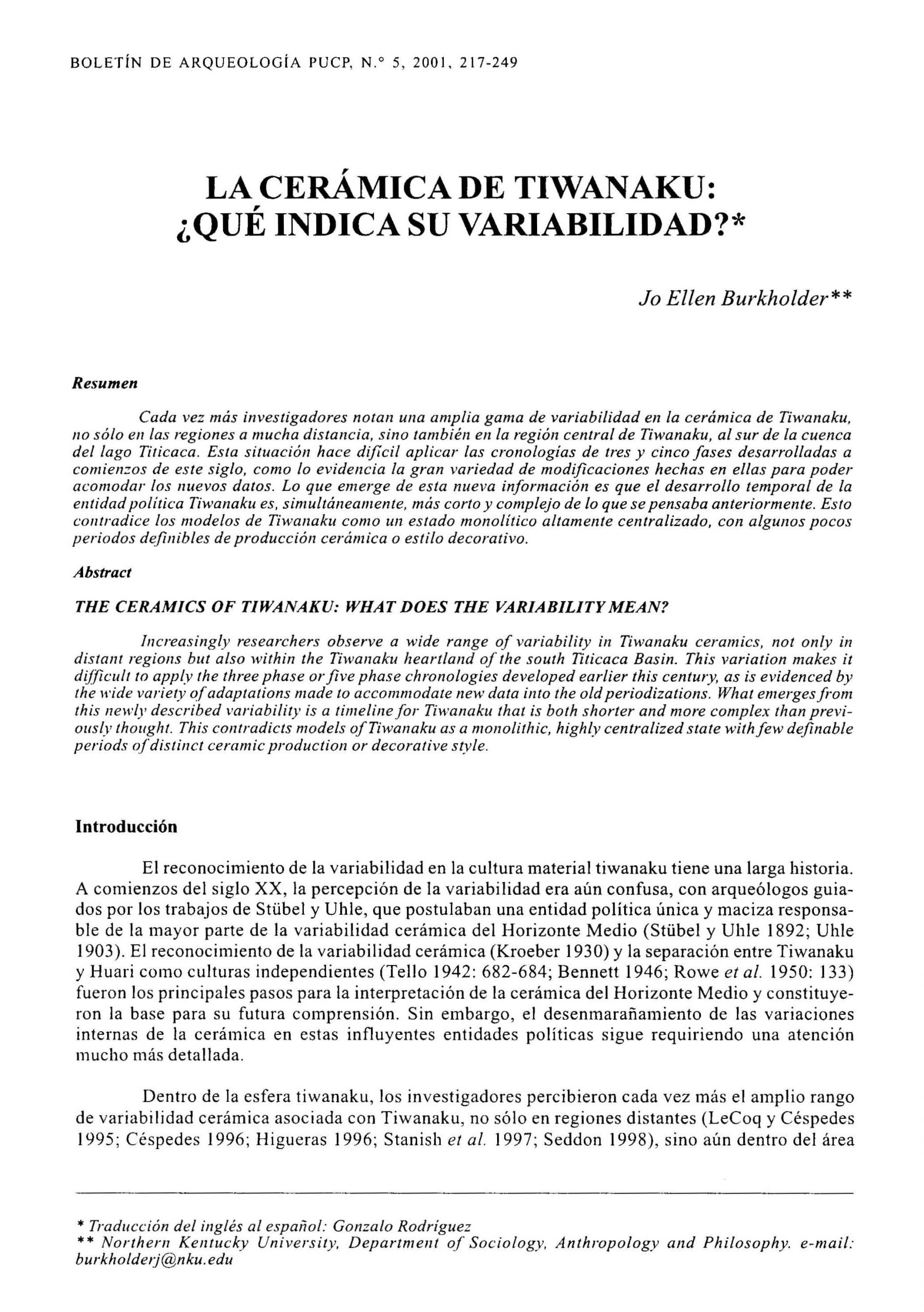 La cerámica ce Tiwanaku ,que indica su variabilidad