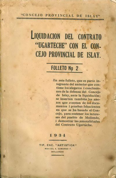 La liquidación del contrato "Ugarteche" con el Concejo Provincial de Islay - Folleto 2