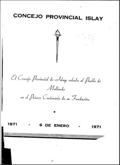 Consejo Provincial de Islay Primer Centenario de su Fundación 1871 - 6 de Enero - 1971